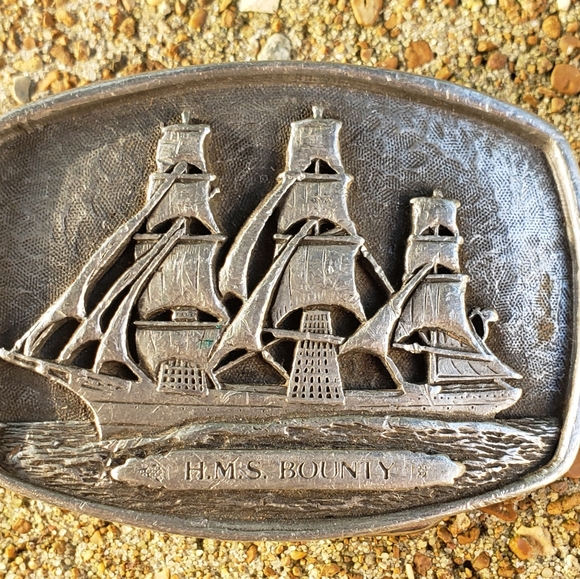 SOLD ☆Blaisdell HMS Bounty Ship Pewter Belt Buckle - Picture 2 of 5